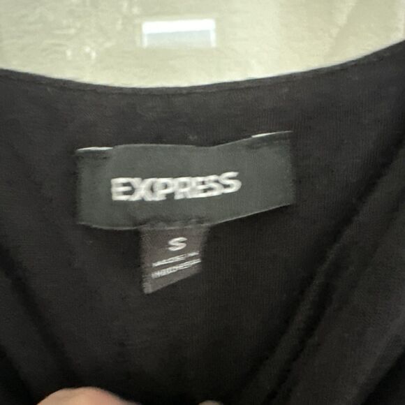 Express Womens Fit & Flare Dress Small Black V Neck Side Zip Spaghetti Strap - Picture 3 of 6